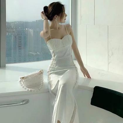 White Prom Dress ,spaghetti Trap Dress, Light..