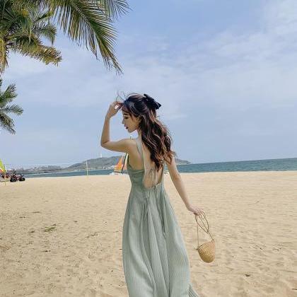 Summer, Backless, Elegant Beach Dress, Temperament..