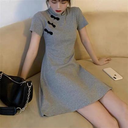 Improved Version Of Cheongsam Dress, High Neck ,..