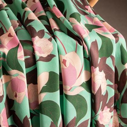 Floral Printed Skirt, Heavy Silk A-line Skirt,..