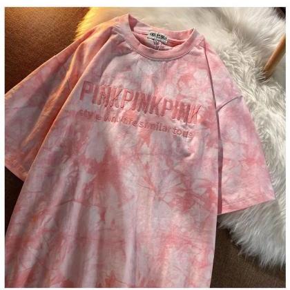 Tie-dye Tops, Embroidered Lettered Couple Tops,..