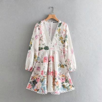 Floral Printed Lace Dress
