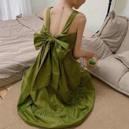 Fresh Avocado Green Halter Dress, Summer, Sweet..