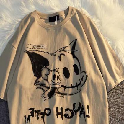 Harajuku, Half Sleeve, Printed T-shirt