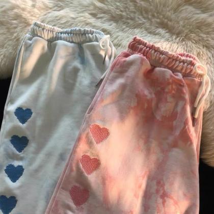 Tie-dyed Sports Shorts, Vintage, Cotton, Loose,..