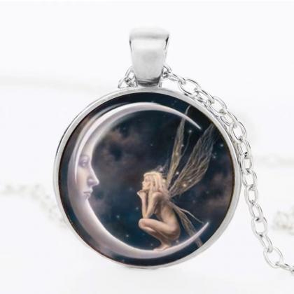 Wish angel necklace, time gem moon ..