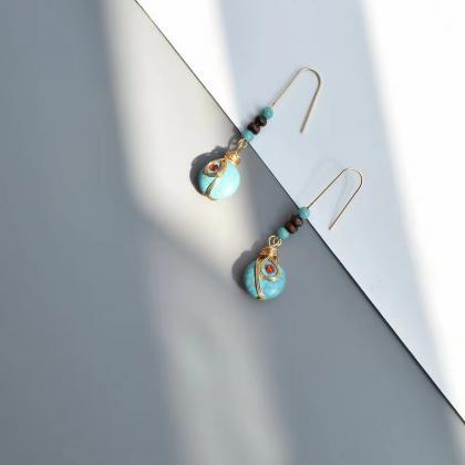 Ethnic style turquoise earrings, co..
