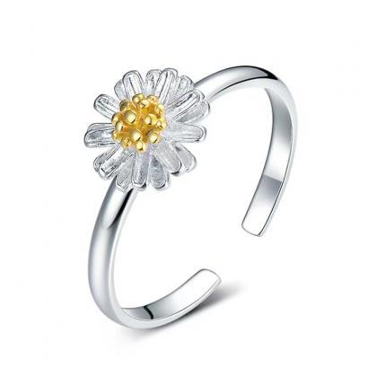 Plated 925 Sterling Silver, Small Fresh, Daisy..