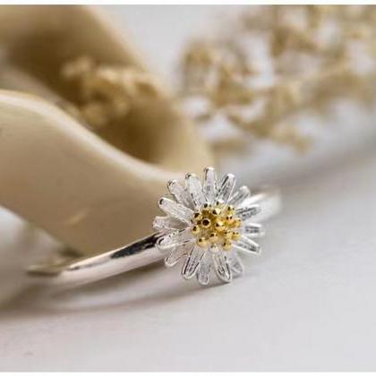 Plated 925 Sterling Silver, Small Fresh, Daisy..