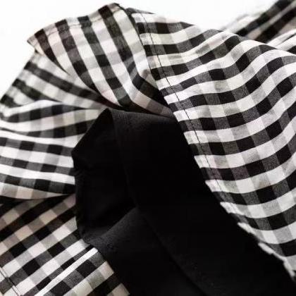Black And White Grid Mini Skirt