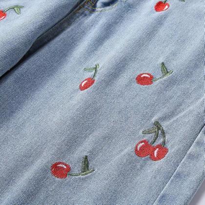 Cherry Embroidery, Washed And Aged, Light Color,..