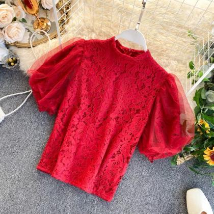 Vintage,lace Top, Half Sleeve, Chic, Sweet Little..
