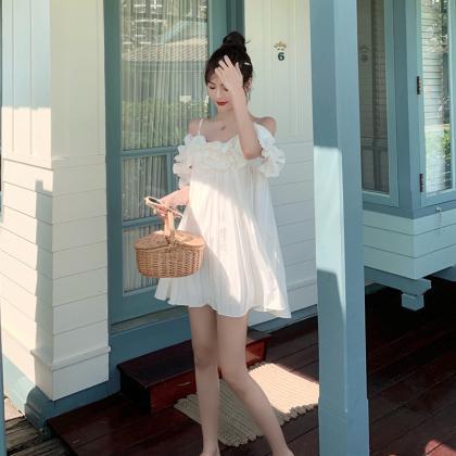 White Dress,off Shoulder Mini Dress, Fairy Dress,..