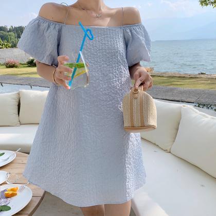 Bubble Off Shoulder Dress, Fluffy Beach Dress