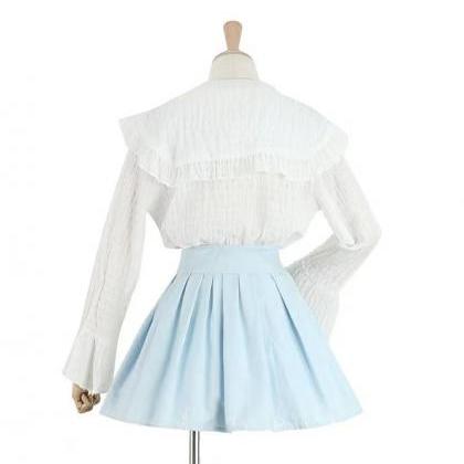 Mesh Lining, Pleated Wash Jeans Half Skirt, Pure..