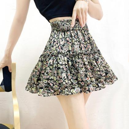 Flower Skirt, Chiffon Mini Skirt, Versatile Skirt