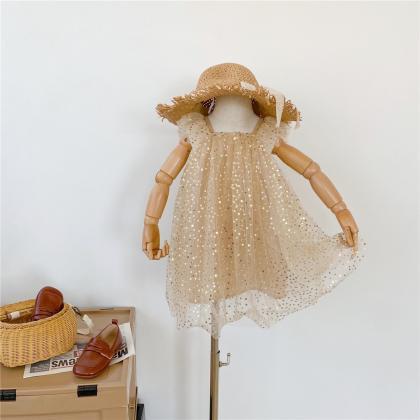 Summer, ,1-7 Years Old,flying Sleeve Backless..