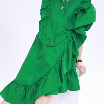 Wooden-ear Dress,fashion Flounce Dress