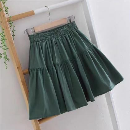 Cotton And Linen Mini Skirt, Summer, High Waist..