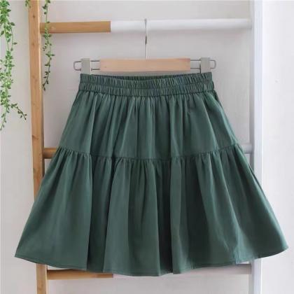 Cotton And Linen Mini Skirt, Summer, High Waist..