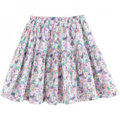 Flowers Little Fresh Skirt, Spliced A-line, Skirt..
