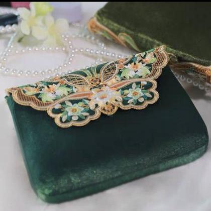 Exquisite Butterfly Embroidery, Pearl Chain..