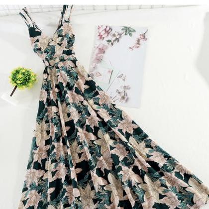 Sexy, Backless Dress,spaghetti Strap Floral Dress