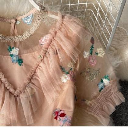 Super Fairy Long Lace Dress, Embroidered Flounces..