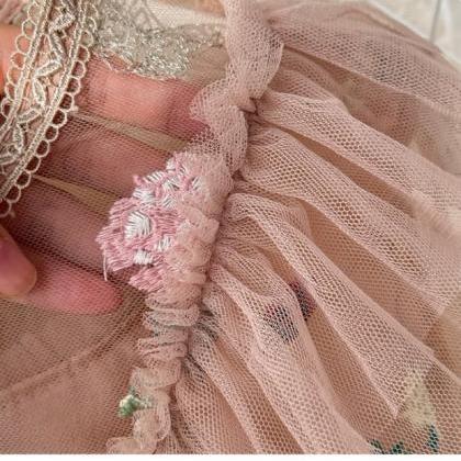 Super Fairy Long Lace Dress, Embroidered Flounces..