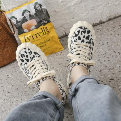 Leopard Print Women's Canvas Shoes,..