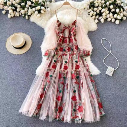 Famous Socialite Dress, Embroidered Prom Dress,..