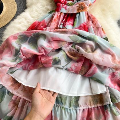 Elegant Printed Dress Dress ,fairy Elegant Chiffon..