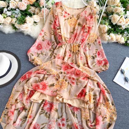 Sweet, Long Sleeve Dress,floral Dress