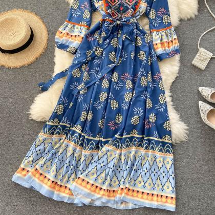 Bohemian, Ethnic Dress, Vintage, Printed,..