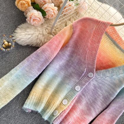 Gentle Wind, Gradient Rainbow Sweater, Ladies..