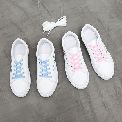 Embroidered Small White Shoes, All - Match Flat..