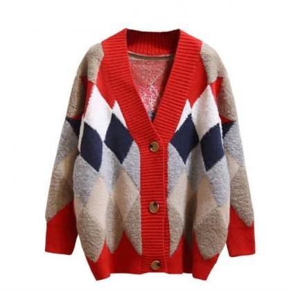 Slouchy Sweater Cardigan, Loose Fall Knit Coat