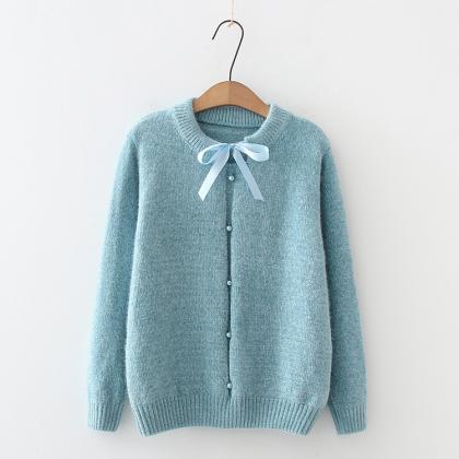 Bow-tie Pullovers, Loose, Jersey Leavers, Warm..
