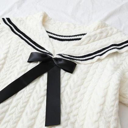 Navy Collar Pull-over Sweater, Student Top
