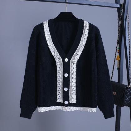 Short Lace Lace Sweater Coat, Loose Knit
