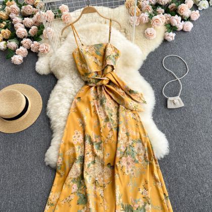 Yellow Holiday Dress, Floral Dress, Goddess ,..