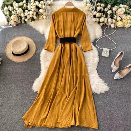 Long Trench Coat Dress, Belted Waist, Loose,..