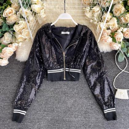 Sequin Coat, Style, Fashion Hoodie, Bling Short..