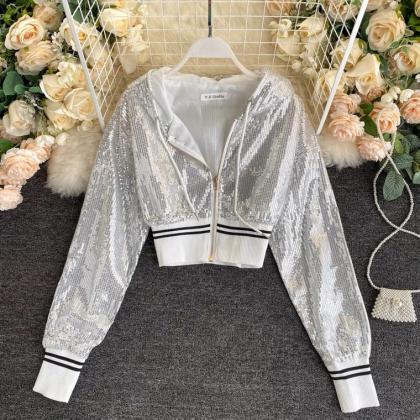 Sequin Coat, Style, Fashion Hoodie, Bling Short..
