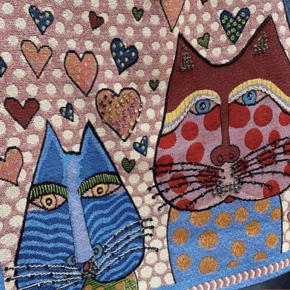 Art Illustration Cat Head Embroidery, Heavy Bead..