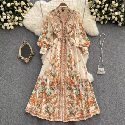 Vintage Floral Dress, Autumn, Court Style,..