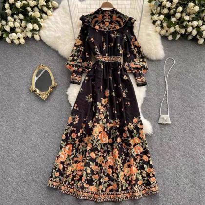 Vintage Floral Dress, Autumn, Court Style,..
