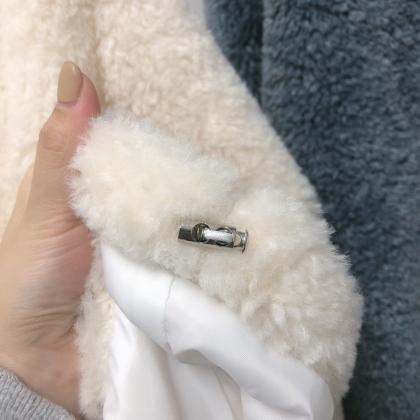 Stand-up Collar Fried Lamb Coat, Loose, Slouchy,..
