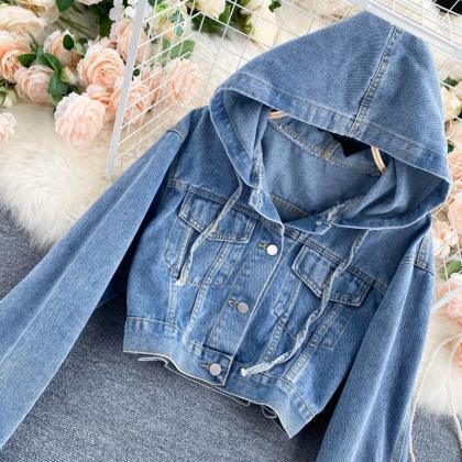 Chic Hooded , Autumn Wear, Casual, Versatile,..