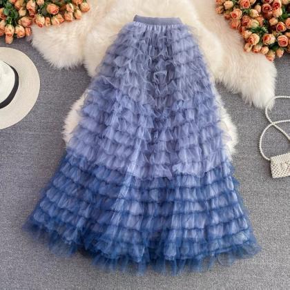 Fairy Skirt Pleated Mesh Skirt, Versatile, Long..